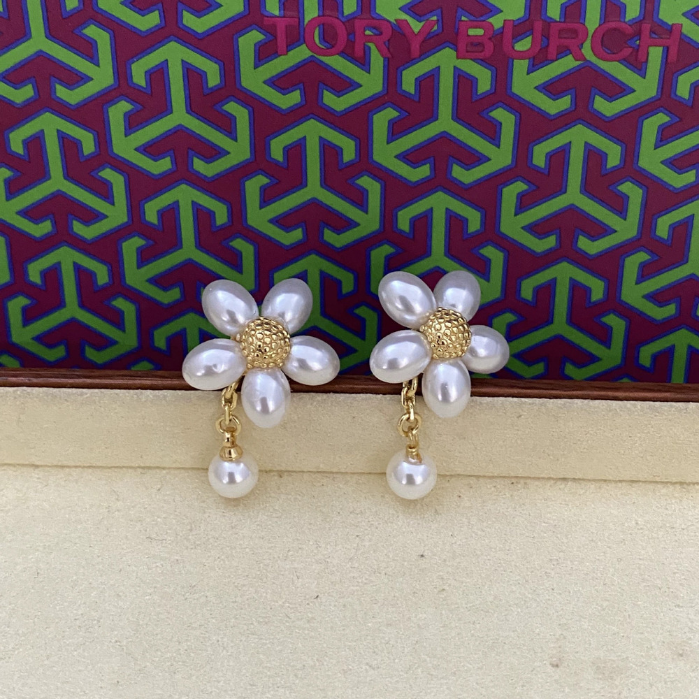 Tory Burch Pearl Flower Drop Earrings
